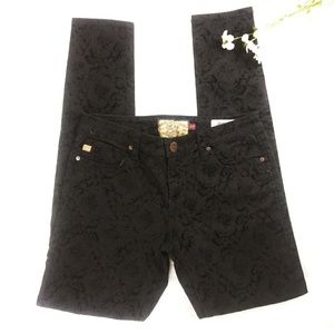 Dear John Jeans Black Skinny Damask Textured